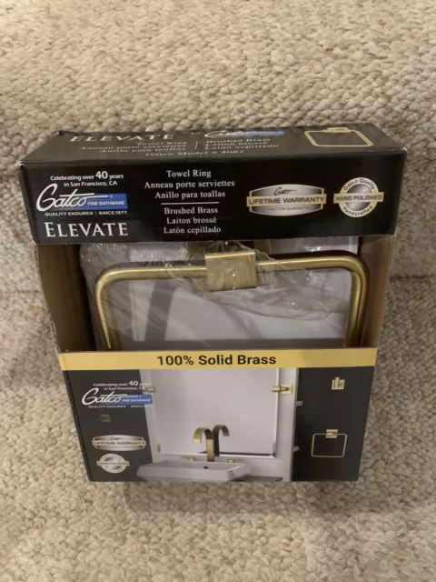 Gatco 4062 Elevate Towel Ring, Brushed Brass