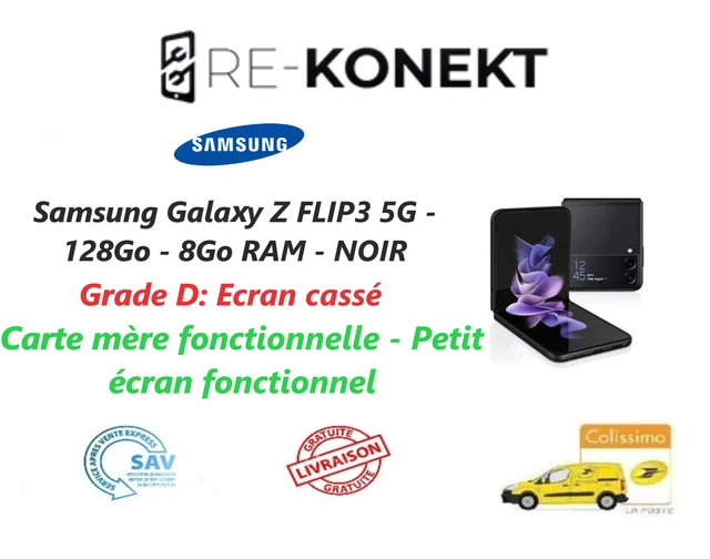 SAMSUNG GALAXY Z Flip3 5G 128Go 8Go RAM Noir Ecran cassé HS EUR 169,00 PicClick FR