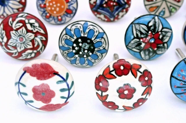 LOT of 10 Pcs Ceramic Closet Wardrobes Handles Cabinet MULTI COLOR Drawer Knobs