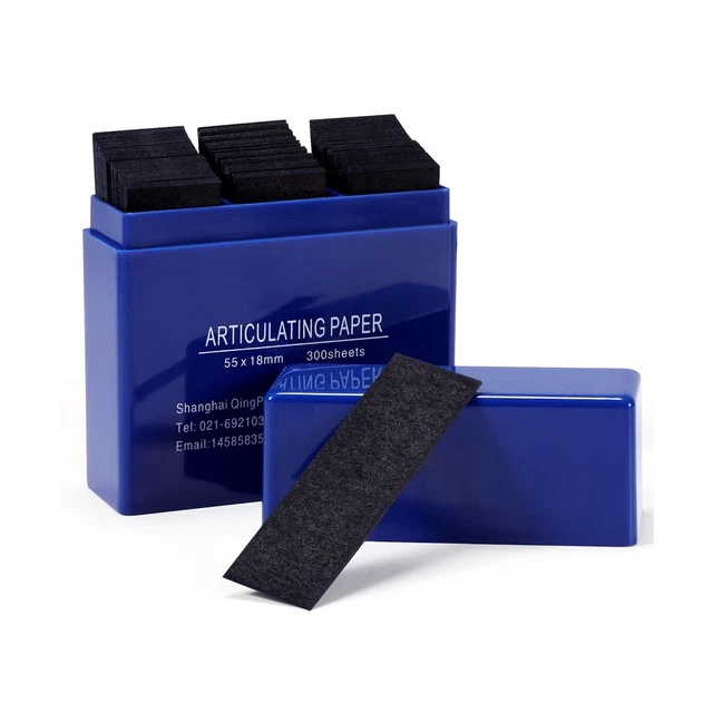 Dental Articulating Paper 300 PCS, Plastic Dispenser Blue 100 Micron Bite Art...