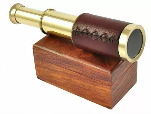 6" Telescope Wooden Box Brass Inch Nautical Spyglass Antique Gift Vintage Pirate