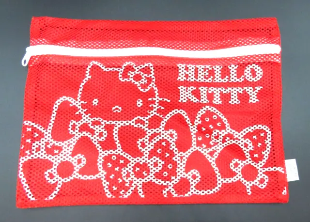 Hello Kitty Mesh Pouch Red/zipper bag/Sanrio/travel/kawaii/Japan