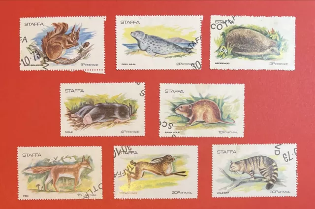 STAFFA (SCOTLAND)  Complete Set of 8 Animal/ Mammal Stamps (UMM/CTO). Free P&P.