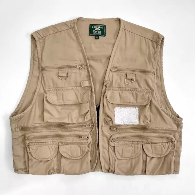 Crystal River Utility Fishing Fly Poly-Cotton Vest Tan X-Large