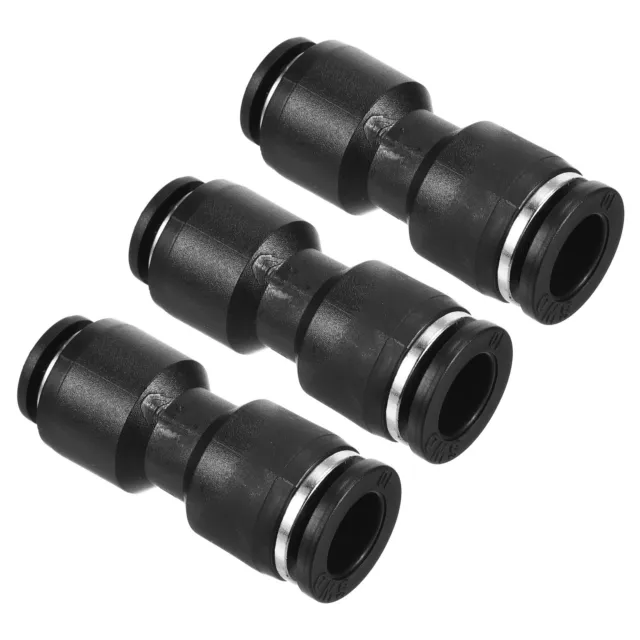 3Pcs 10mm to 8mm Reducing Union Push to Connect Air Line Fitting Black