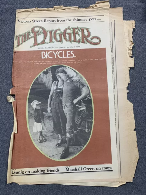 Feb 1974 Digger Newspaper Bicycles Phantom Leunig Squatters Hippys Music