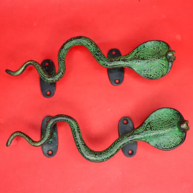 Snake Shape Door Handle Victorian Finish Handmade Brass Cobra Drawer Pull Knob 2
