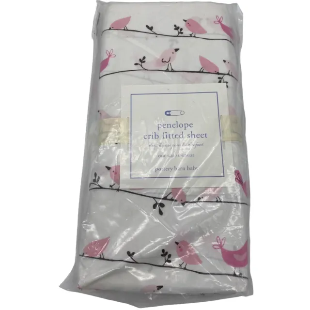 POTTERY BARN Baby PENELOPE Crib Fitted Sheet NEW Pink Birds