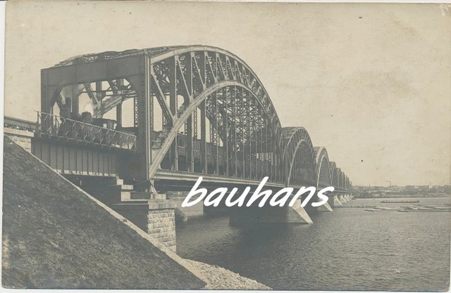 Foto Lettland -Riga Eisenbahnbrücke-Dampflokomotive-Zug-Eisenbahn 1.WK (d90)