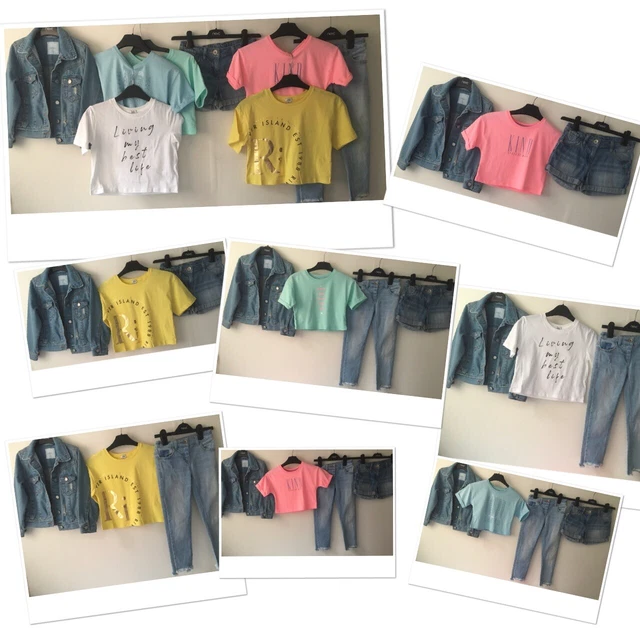 Pantaloncini e giacca estivi in denim per ragazze Next & nuovi top River Island George 5-6 anni