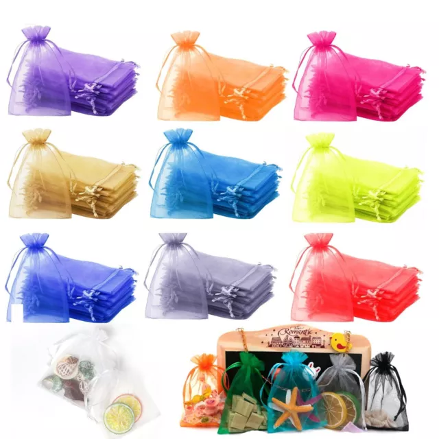 50-100x Organza Bags Wedding Party Favour Gift Candy Jewellery Pouch Large Small