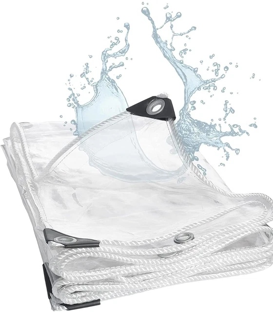 FoundGo Clear Heavy Duty Tarpaulin 2.5x3.5m Waterproof 420 g/m² Clear Tarp with