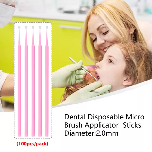 Dental Micro Applicator Brush Disposable Makeup Eyelash Brushes 2.0mm Pink