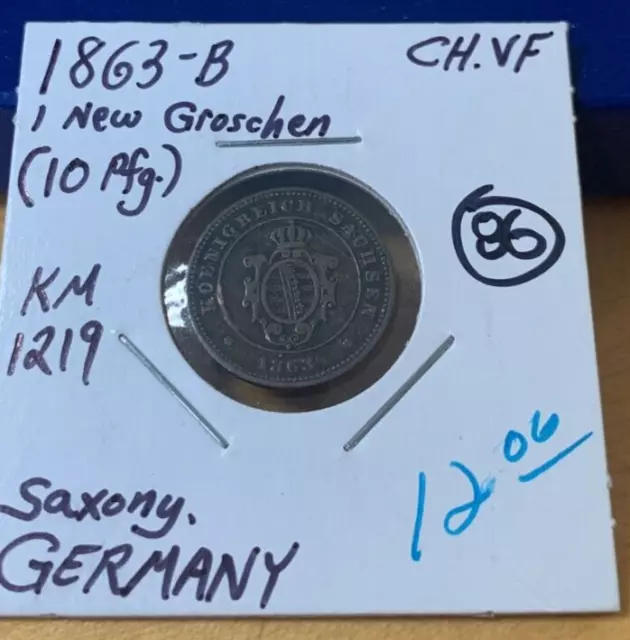 1863-B Germany German States Saxony-Albertine 10 Pfennig KM 1219 Neu-Groschen