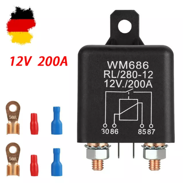 12V/200A Batterie Trennrelais Autoelektrik Motorrad Relais Starten Hauptschalter