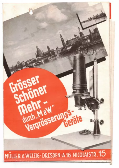 Brochure Müller & Wetzig Dresden A16 Enlarger Photo Accessory 1930er