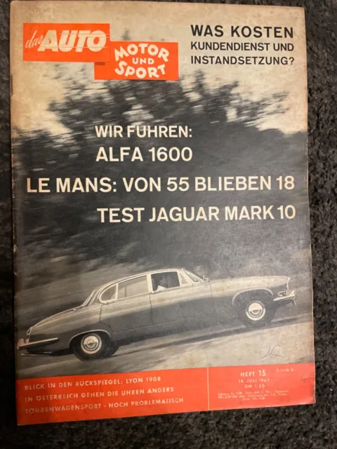 Zeitschrift Auto Motor und Sport AMS von Juli 1962 Nr.15 Alfa 1600 Jaguar Mark