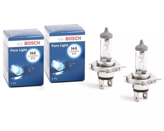 2x BOSCH Pure Light H4 12V 60/55W Halogen Auto Lampe Original 1987302041 WOW!!!