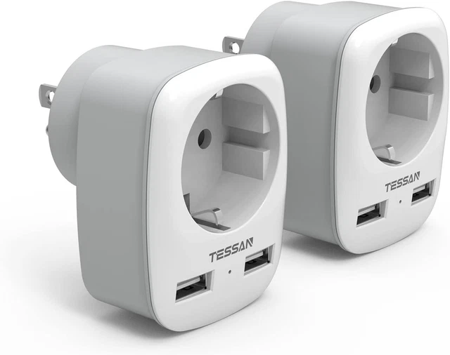 Adaptateur Prise France Vers USA/Canada – Avec USB, Type B, Pour Voyageurs