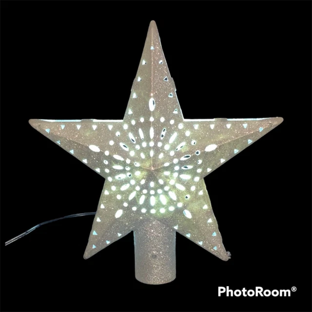 LED CHRISTMAS TREE Topper Lighted Star Projector Rotating Light Glitter