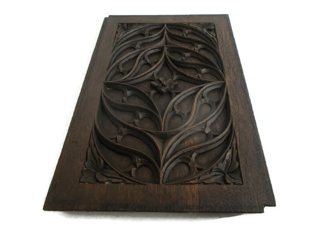 Hand Carved Wood Pediment Ornate  Architectural reclaimed Salvage Antique Gothic