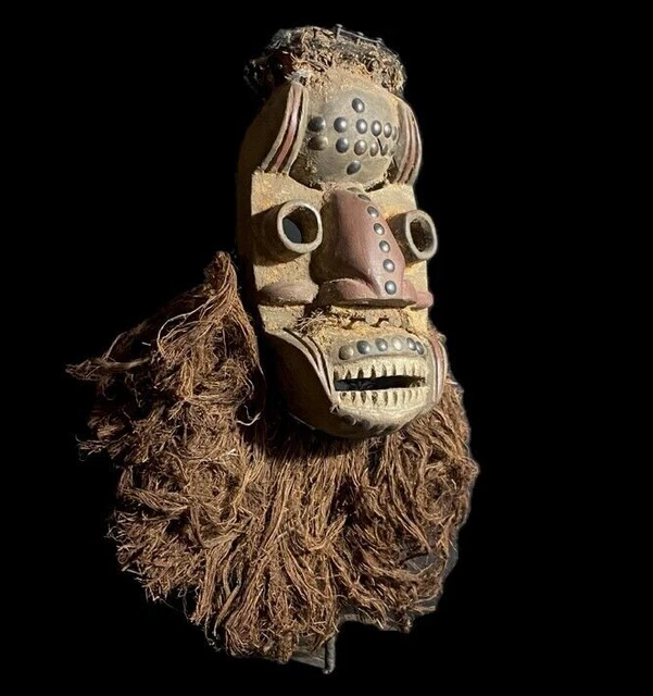 African Mask Tribal Face Mask Wood Hand Carved Wall Hanging Patterns Dan-8739