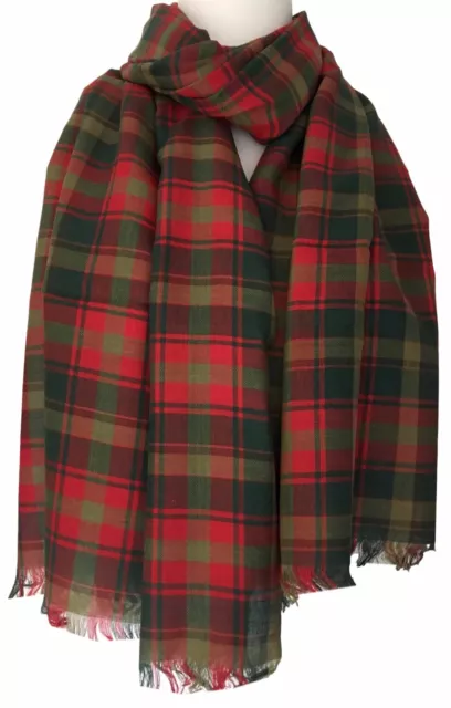 Tartan Scarf Ladies Maple Leaf Green Red Plaid Wrap Mens Checked Cotton Shawl