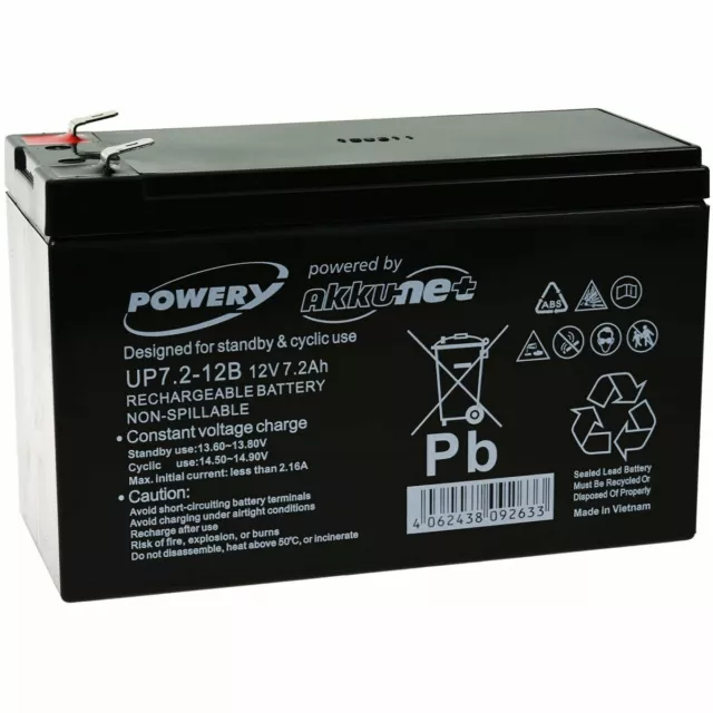 Powery Blei-Gel-Akku für USV APC Power Saving Back-UPS Pro 550 12V 7,2Ah/86Wh Le