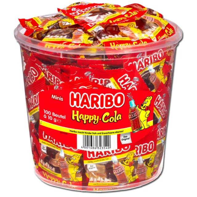 (10,17€/1kg) Haribo Happy Cola, Colafläschen, 100 Minibeutel