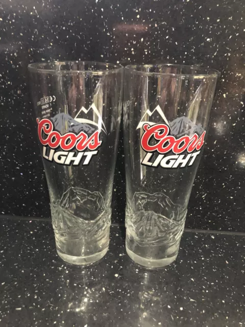 2 x Coors Light One Pint 20oz  Beer Glass Embossed New CE M11