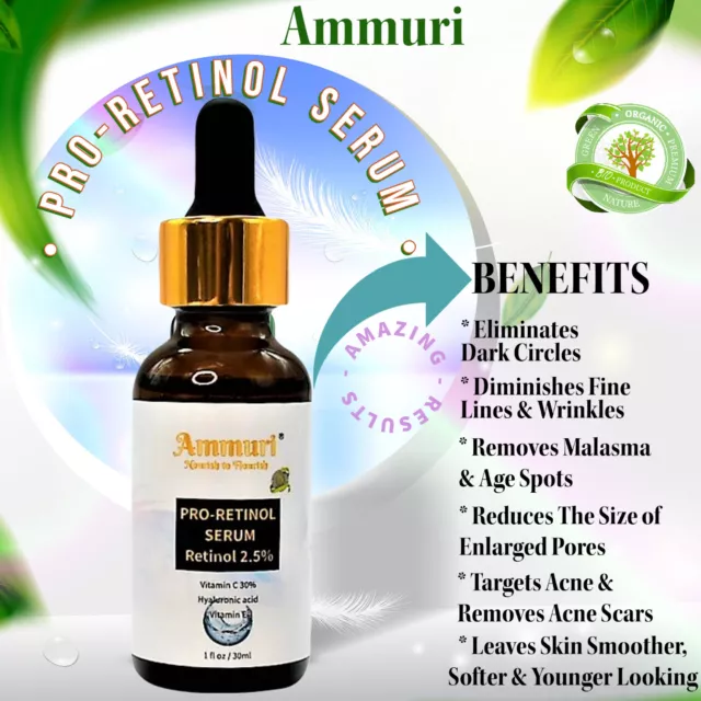 Ammuri Pro Retinol Serum 2.5% Unleash Su de la Piel Radiance Intenso Hidratación 3
