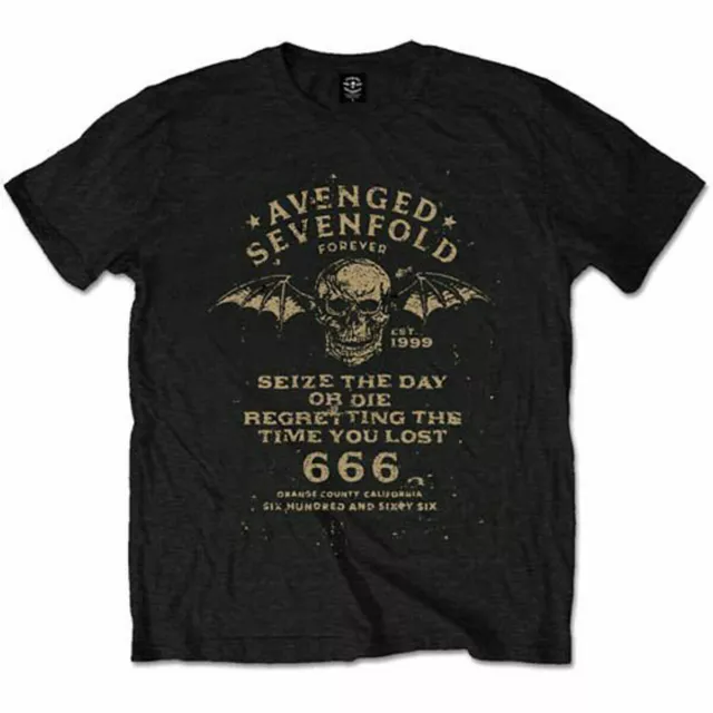 Official Avenged Sevenfold T Shirt Seize The Day Black Mens Metal Rock A7X New