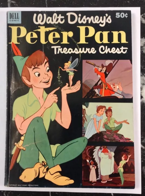 WALT DISNEY'S PETER Pan Treasure Chest F-VF 7.0 1953 DELL Giant GOLDEN ...