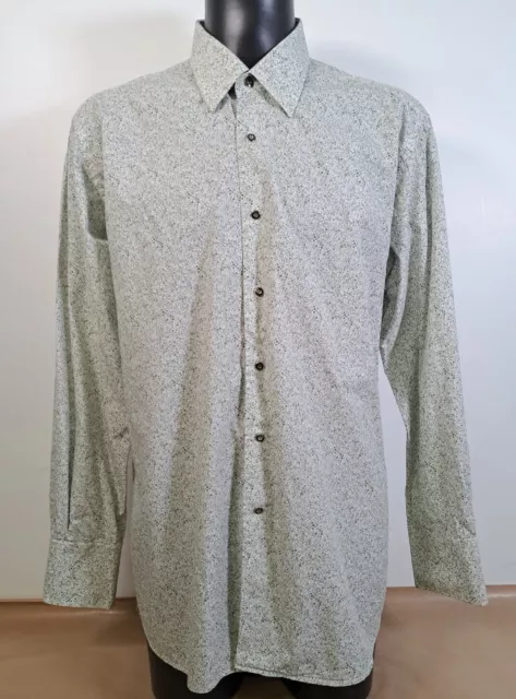 LAGERFELD Green Polka Dot Bubble Pattern Long Sleeve Shirt Men's Size 45 / 124