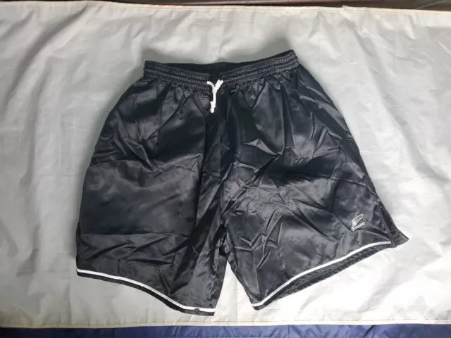 Vintage 90's Dynamic Nylon Shiny Soccer Shorts Men's Size Large L Black NWOT