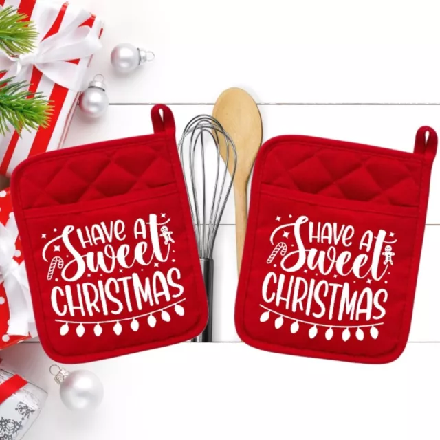 Have A Sweet Christmas - Pot Holder - Oven Mitt - Hot Pad - neo032red GIFT