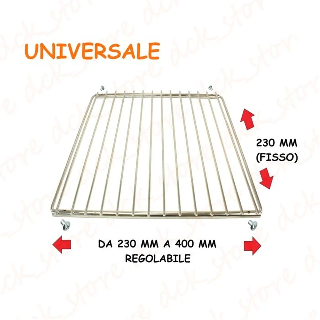 Griglia Ripiano Fornetto Universale Acciaio Mm 230 X 230 Estendibile A Vite 400M