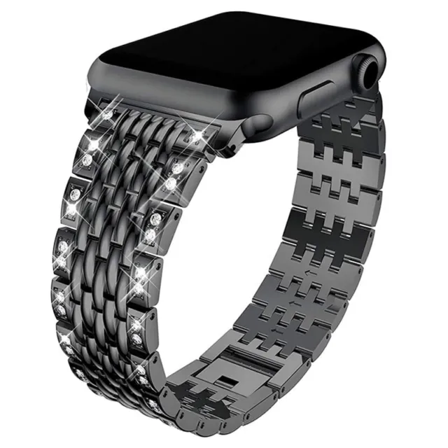 Cinturino Glam per Apple Watch Series 7/SE/6/5/4/3/2/1 - 45mm/44mm/42mm - Nero