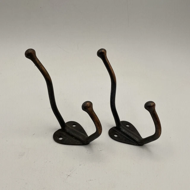 Antique Vintage Iron Wall Coat Hooks Set Of 2