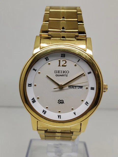 Sekonda Orologio da uomo massonico al quarzo con cassa dorata, quadrante dorato e cinturino in pelle marrone 90096