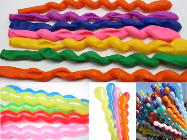 50pcs Mixed Color Spiral Long Latex Balloons Wedding Kids Birthday Party Decor