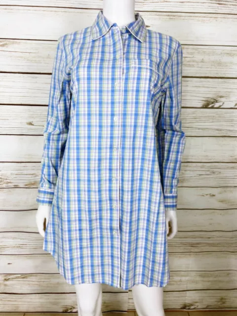 New York & Co Intimates Womens Sleep Shirt Size XS Plaid Button Up Sleepwear PJs