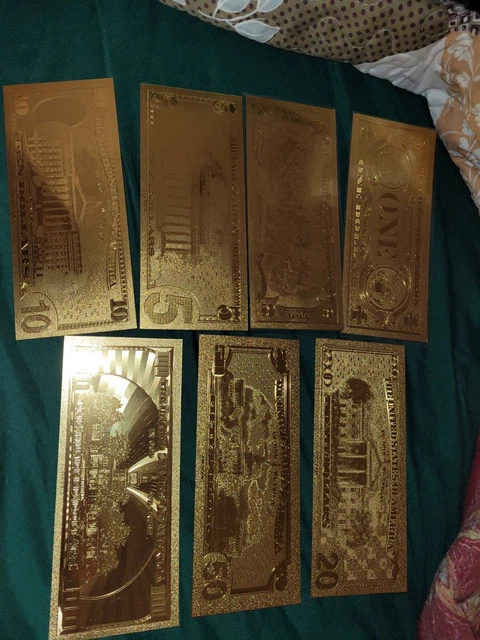 7 Gold Banknote set 999 pure 24k $100/50/20/10/5/2/1$ 7 Gold Banknote set 999 pure 24k $100/50/20/10/5/2/1$
