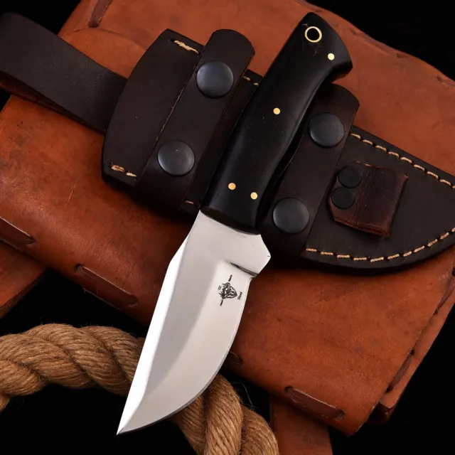 Custom Handmade Forged D2 Steel Hunting Blade Fixed Skinner Knife With Bull Horn