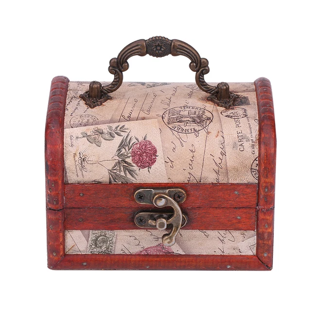 Boîte En Bois Vintage Lazmin – Rangement Bijoux, Cosmétiques – Décoration Maison – 23x16x7,5 Cm