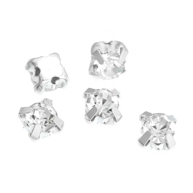 Sew On Crystal Glass Diamante Rhinestones Silver Plated Setting 4mm