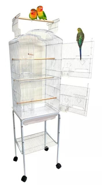 Open Play Top Canary Parakeet Cockatiel LoveBird Finch Bird Cage Rolling Stand