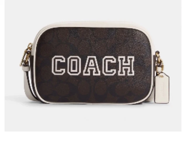 COACH MINI JAMIE Camera Bag In Signature Canvas With Varsity Motif, NWT
