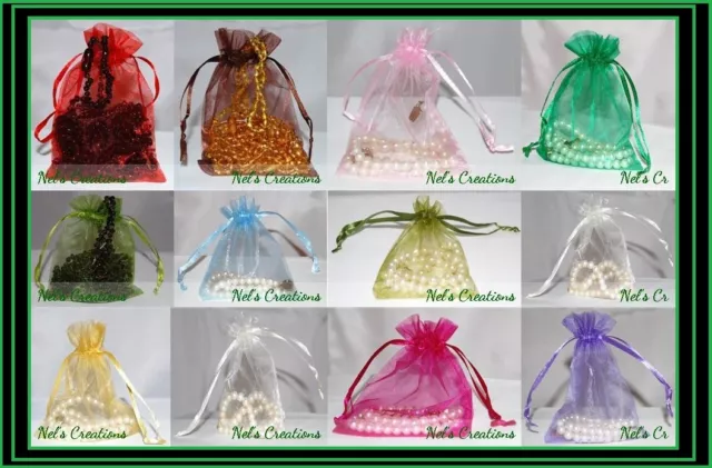 Organza Bags 5 sizes  Jewellery Wedding Candy Packaging Beads Gift 100 /50 / 25 2