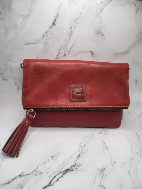 DOONEY BOURKE Pebble Grain Leather Foldover Zip Crossbody Red